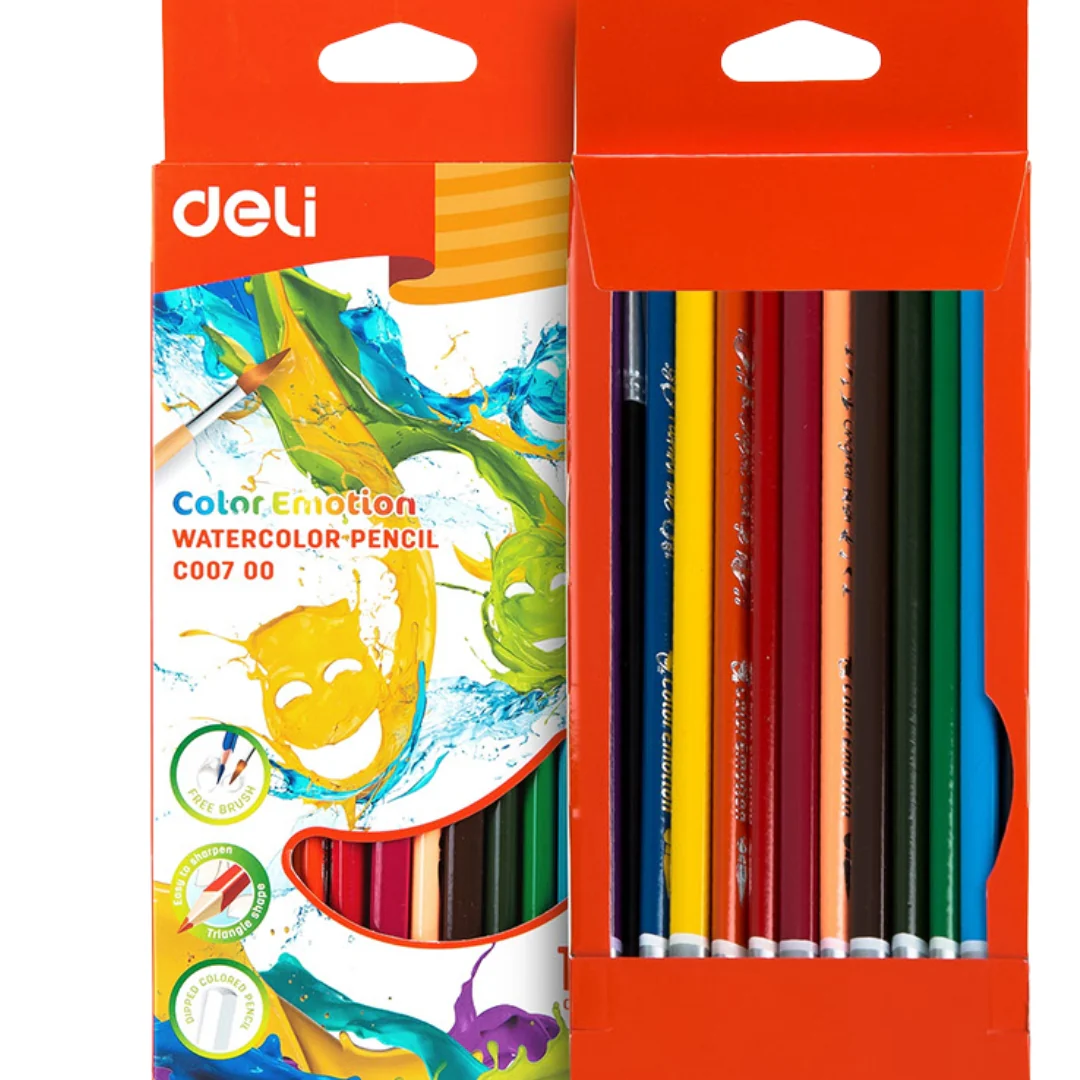 Deli 12-Colour Watercolour Pencils Set