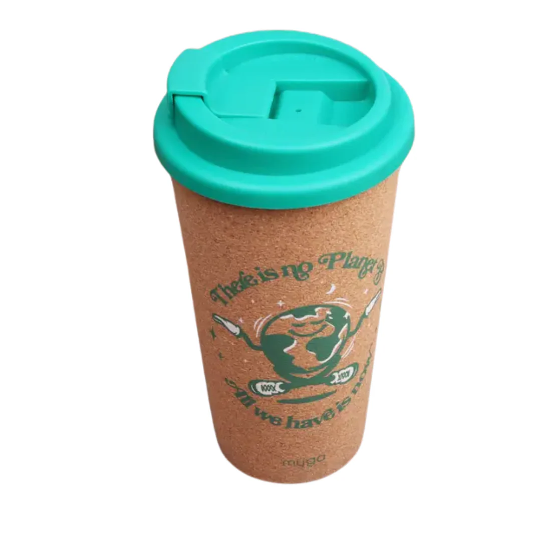 Double Walled Cork Cup Light Green 450ml by Myga - Image 3