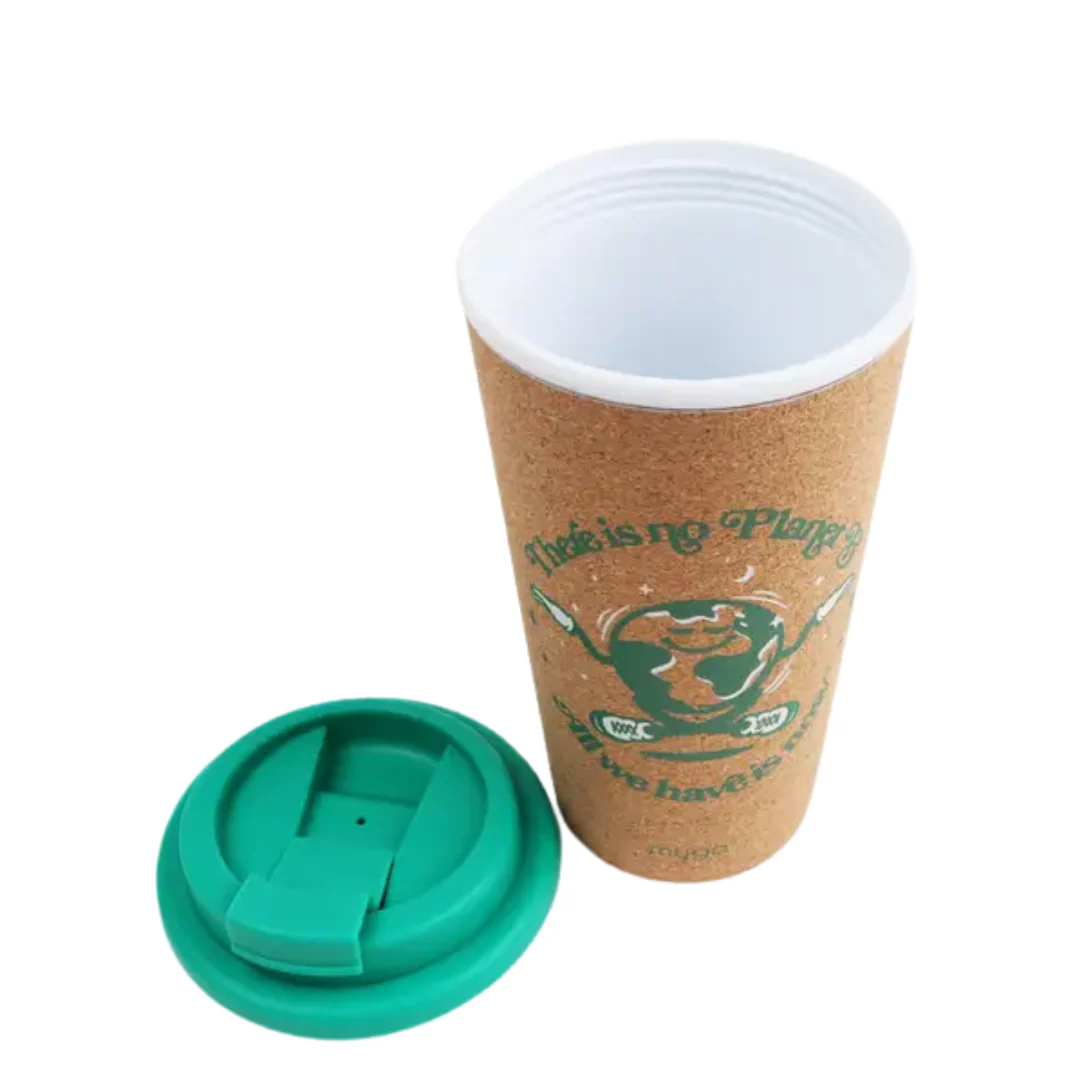 Double Walled Cork Cup Light Green 450ml by Myga - Image 4