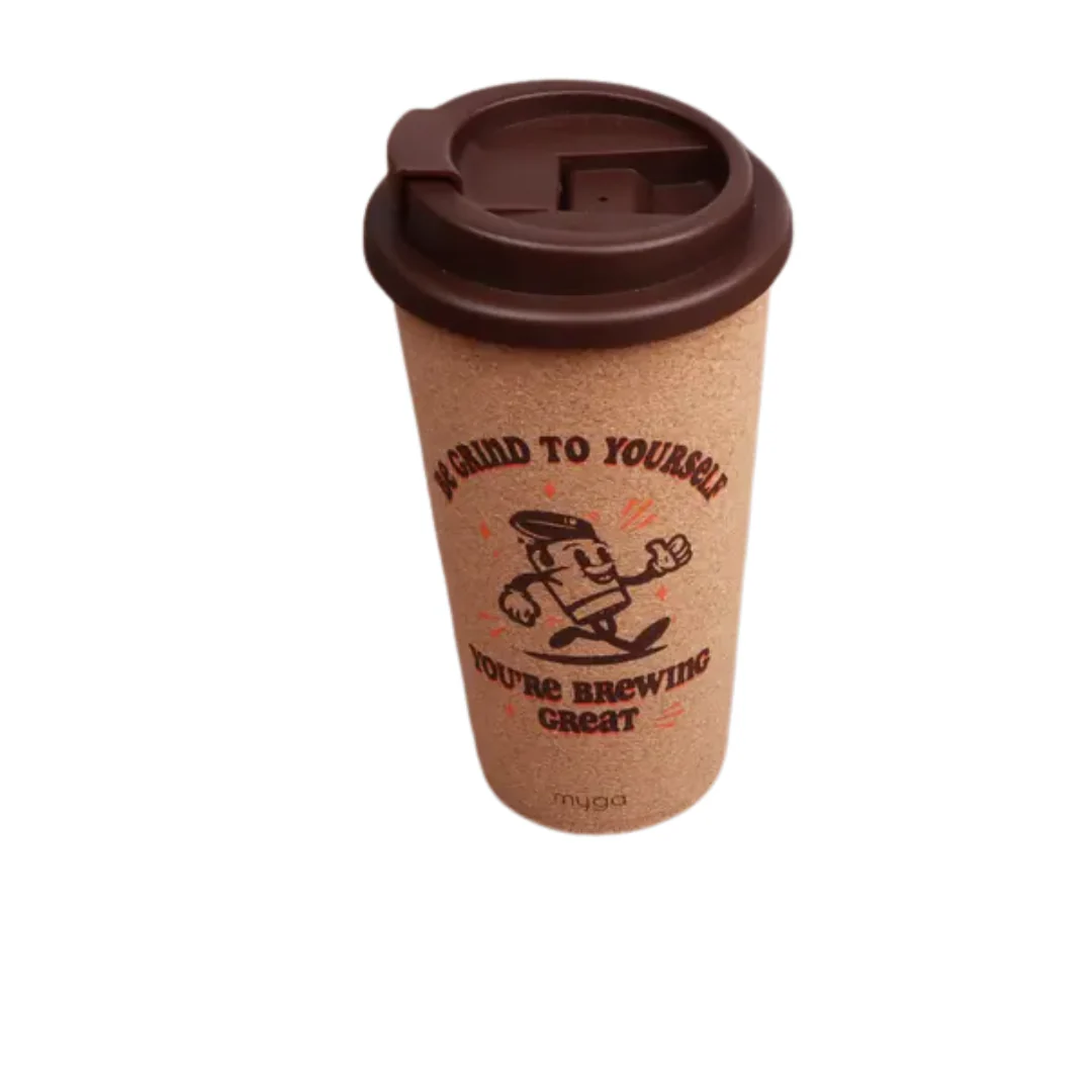 Double Welled Cork Cup Brown by Myga - Image 3