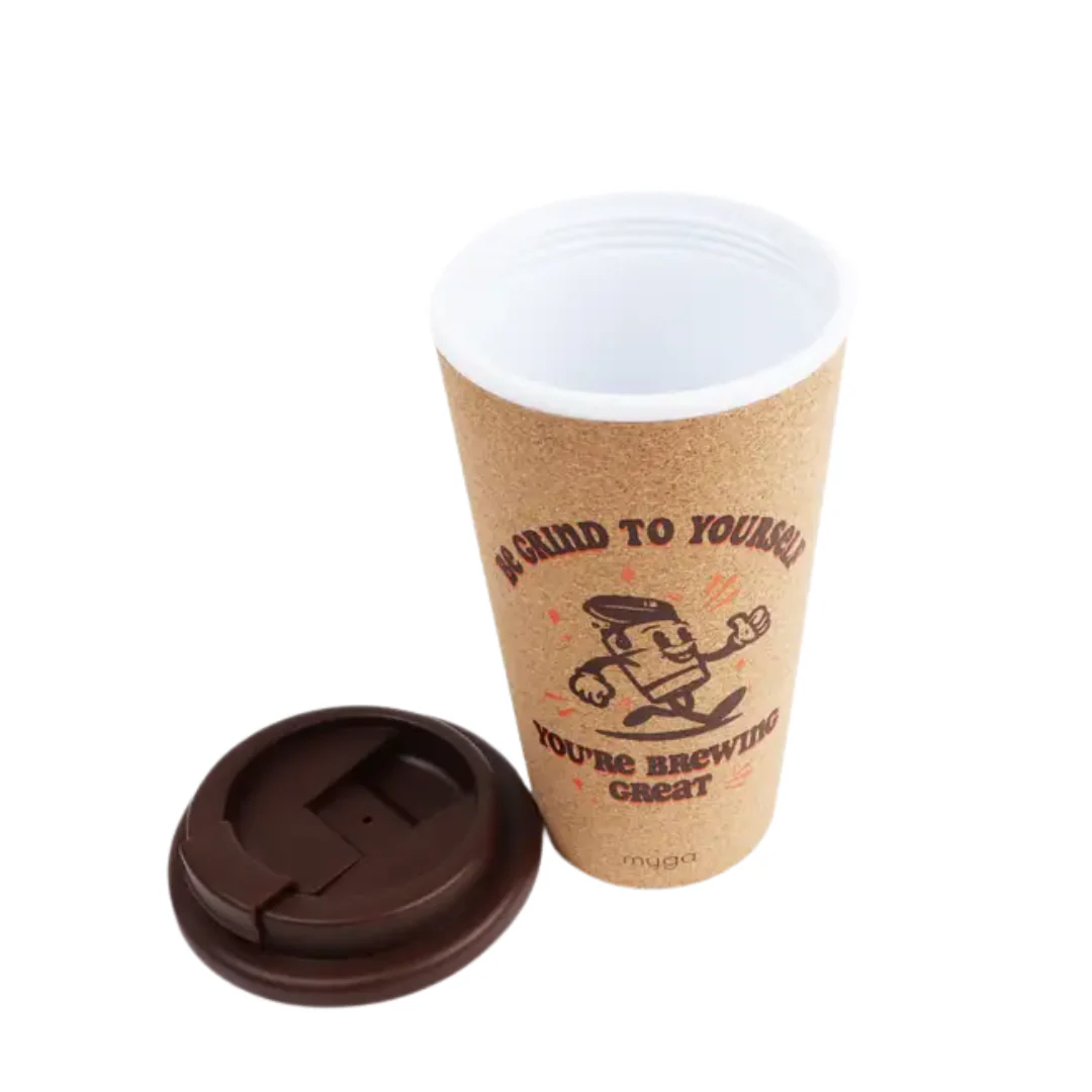 Double Welled Cork Cup Brown by Myga - Image 4