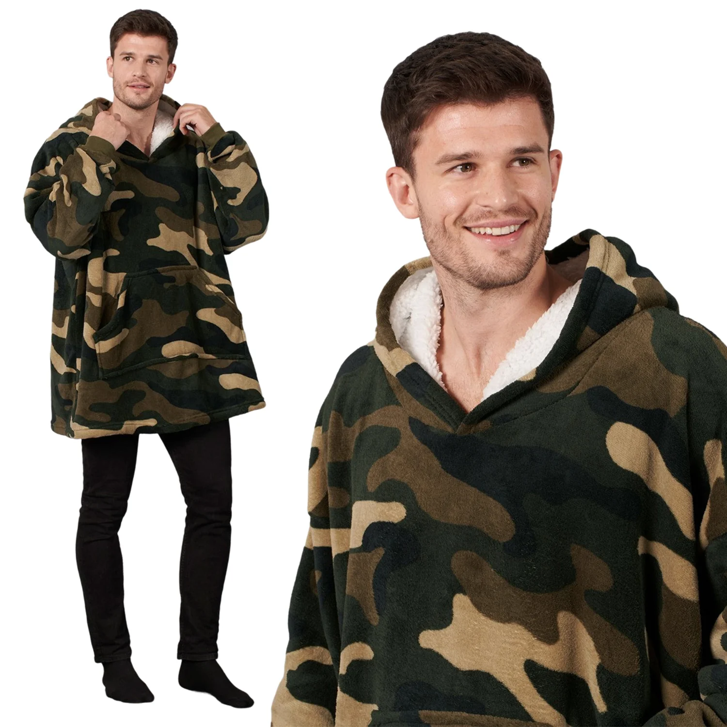Dreamscene Camo Oversized Hoodie - Khaki - Image 2
