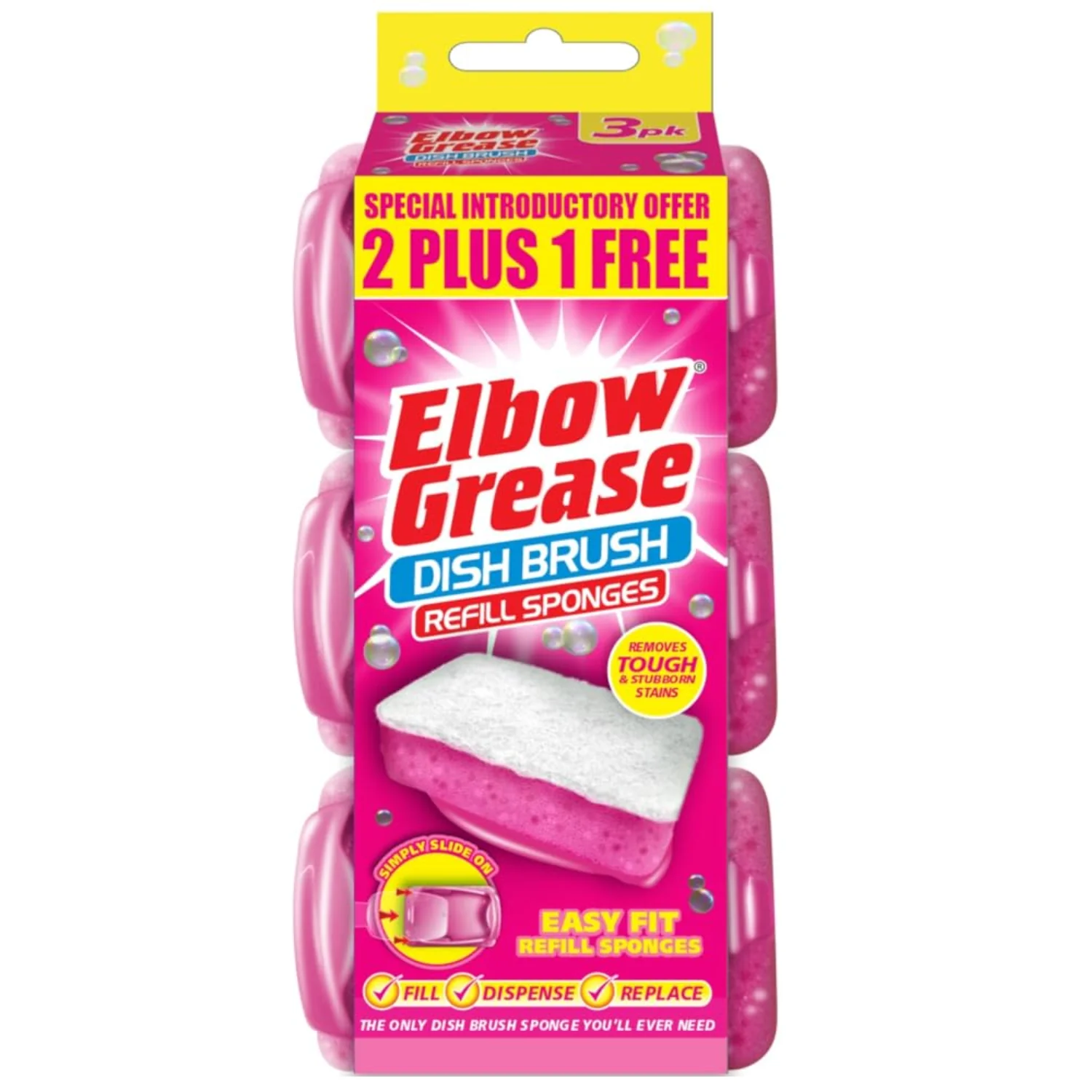 Elbow Grease Pink Dish Brush Refills – 3 Pack