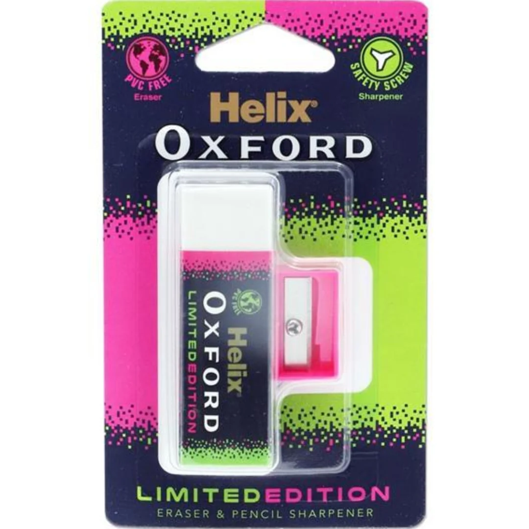 Eraser and Sharpener Set by Helix – Pink Clear