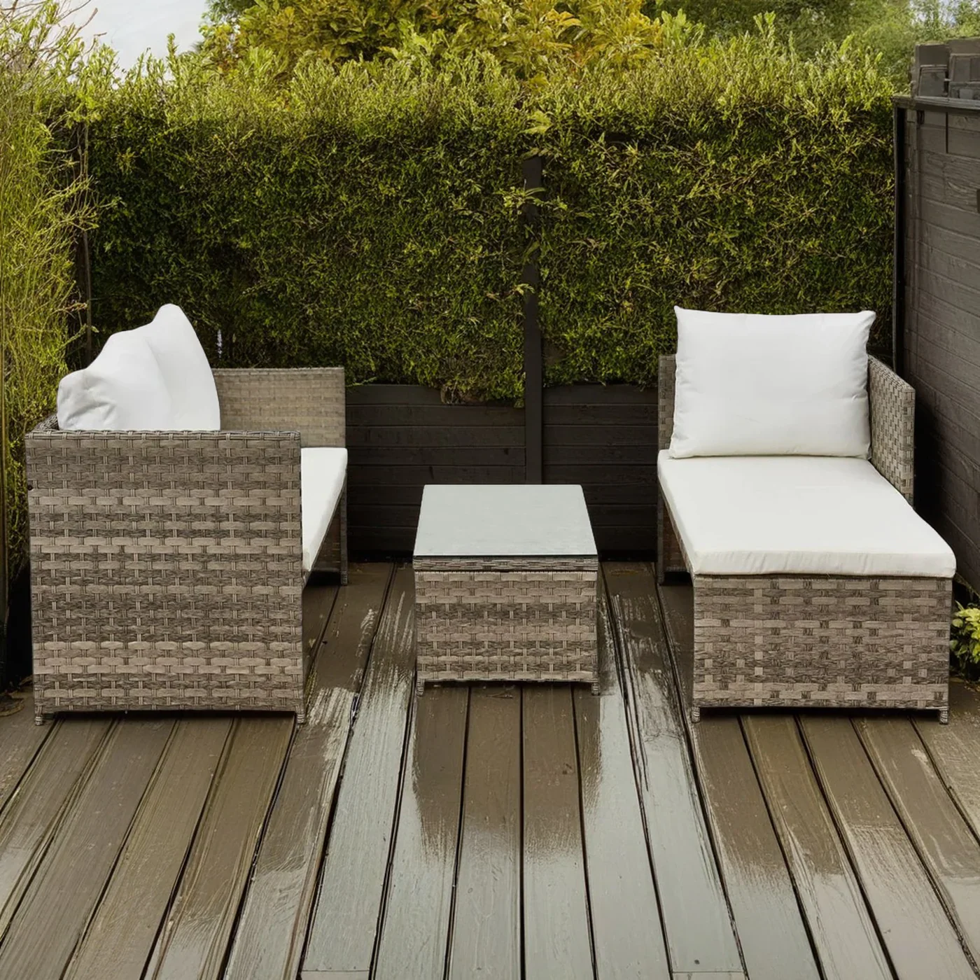 Florence 3 Seater Rattan Outdoor Cream Corner Sofa Set - Image 3