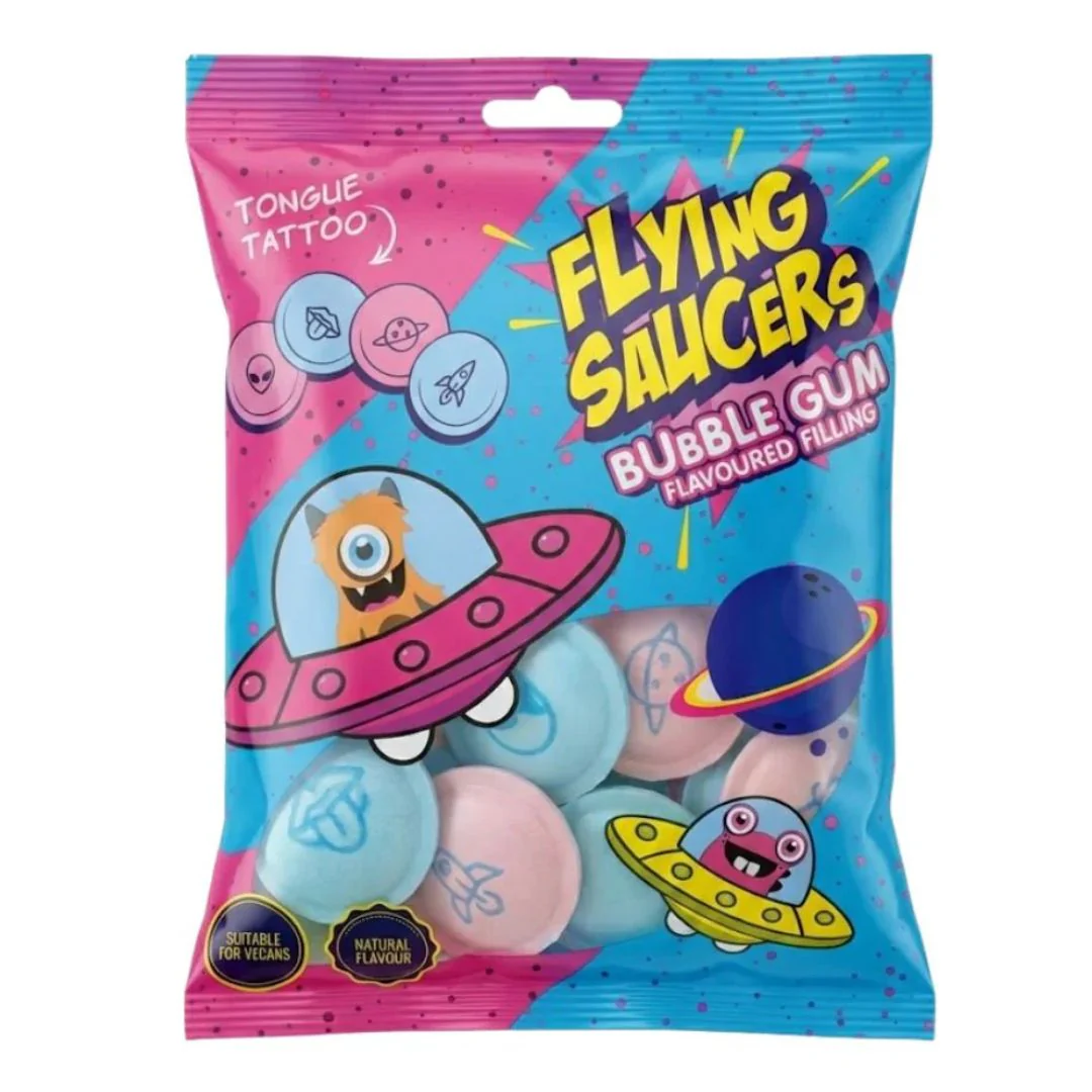 Flying Saucers Bubble Gum Candy - Tongue Tattoo Sweets
