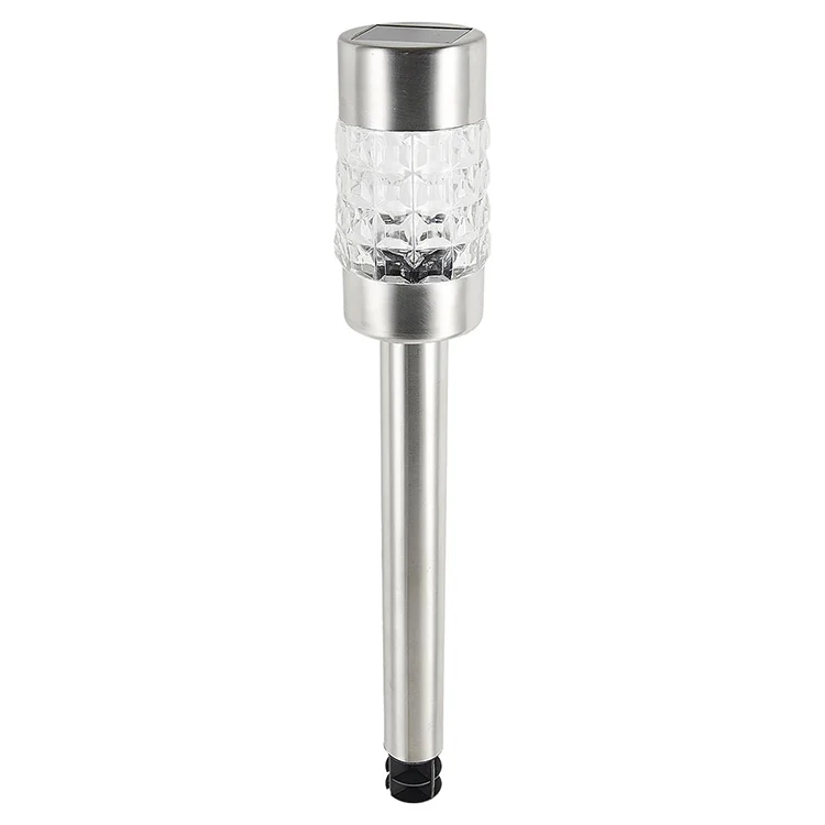Giant Solar Bollard Stake Light Stainless Steel - Outdoor Garden Pathway LED Lighting