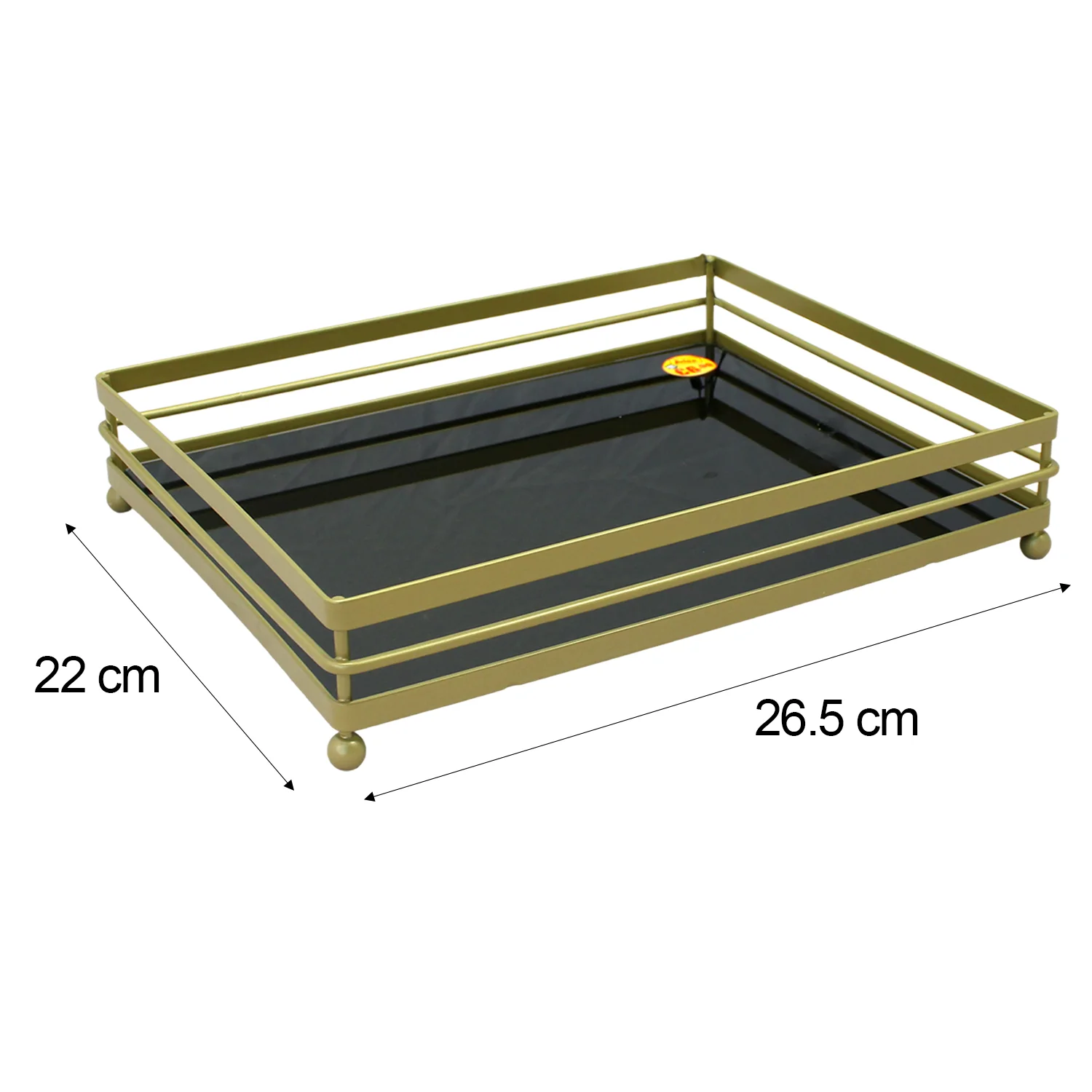 Gold Vanity Tray with Mirror 26.5cm x 22cm - Image 2