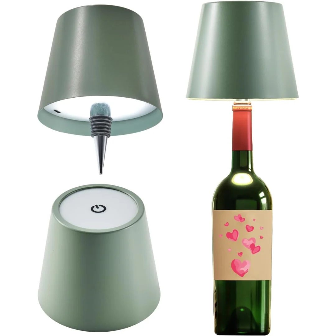 Green Cordless LED Table Lamp Bottle Stopper - Image 2