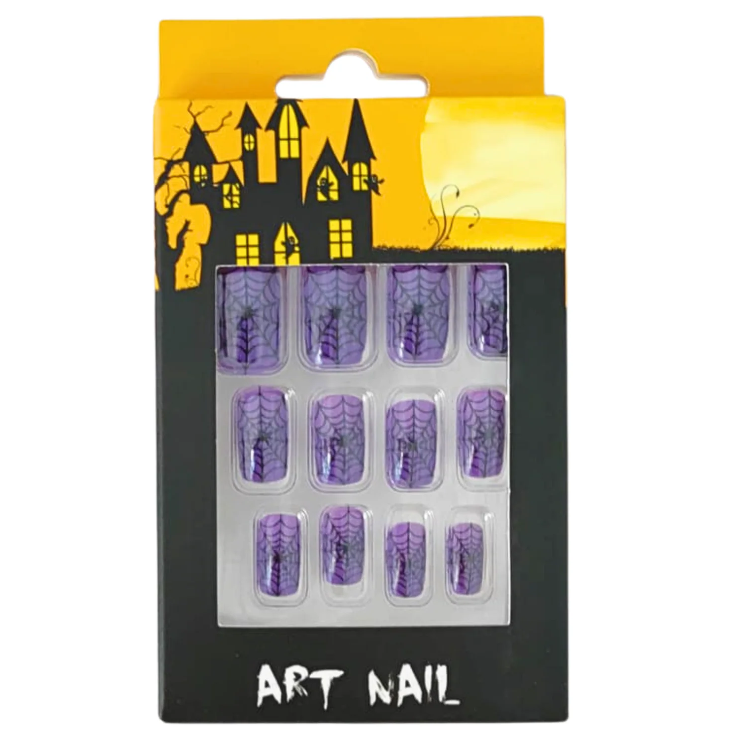 Halloween Cobweb Nail Art Set – Assorted Red & Purple Designs - Image 3