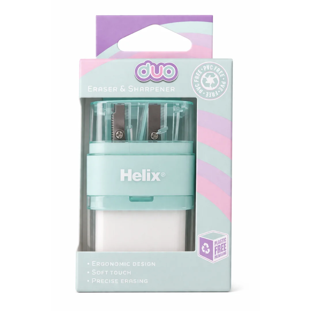Helix Pastel Duo Eraser & Sharpener – Light Teal