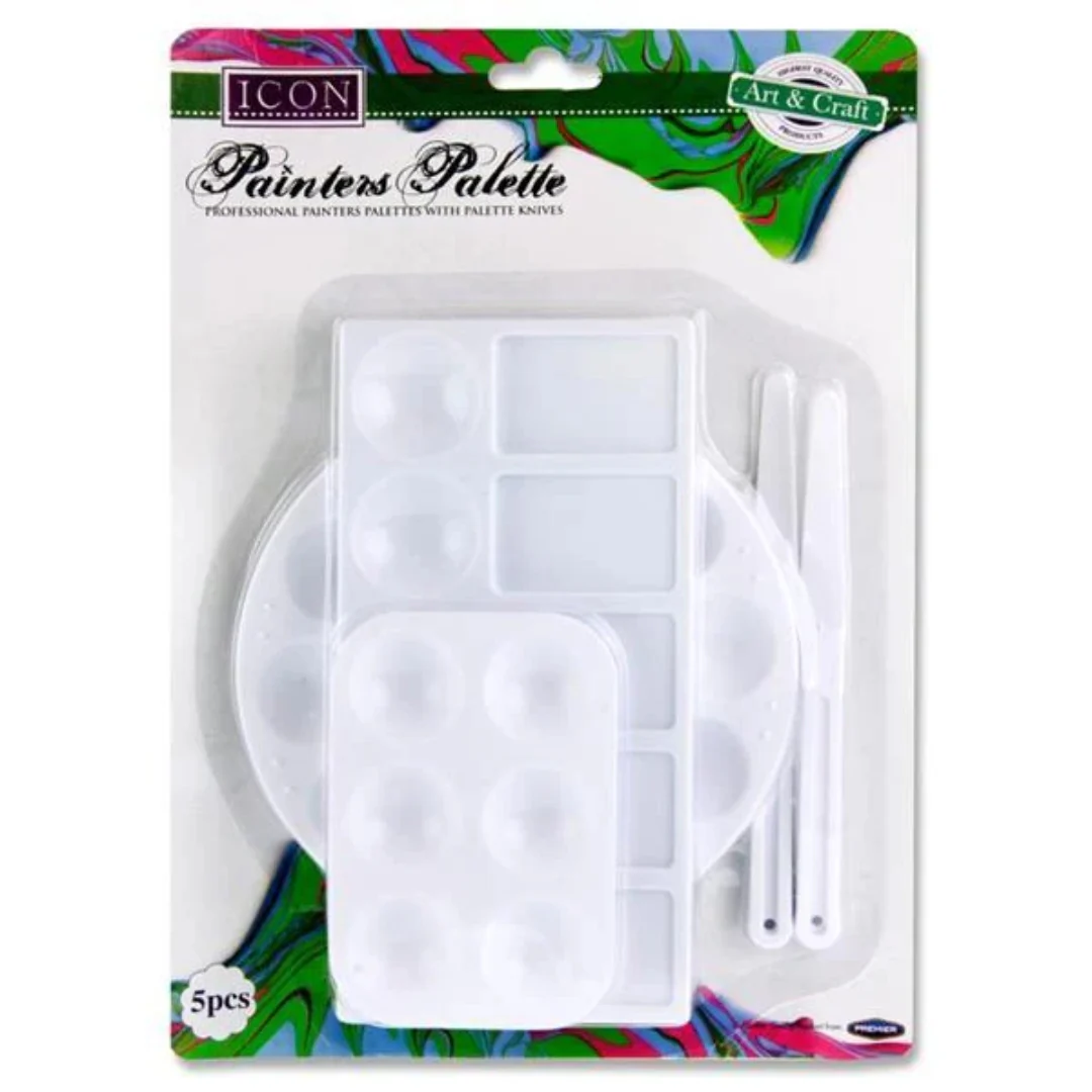 Icon 5-Piece Plastic Painters Palette & Knives Set