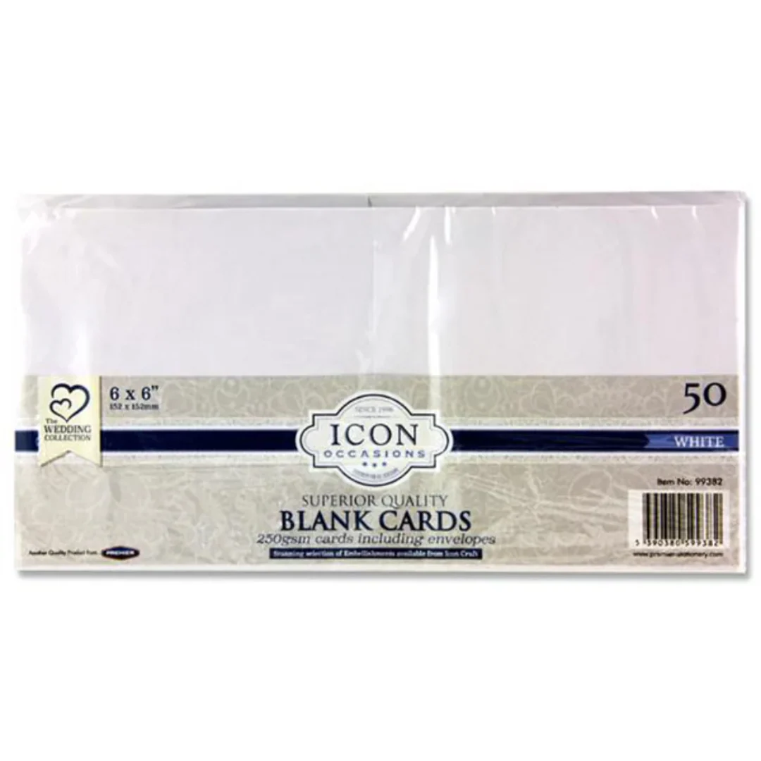 Icon 50-Pack 6x6 250gsm White Cardstock