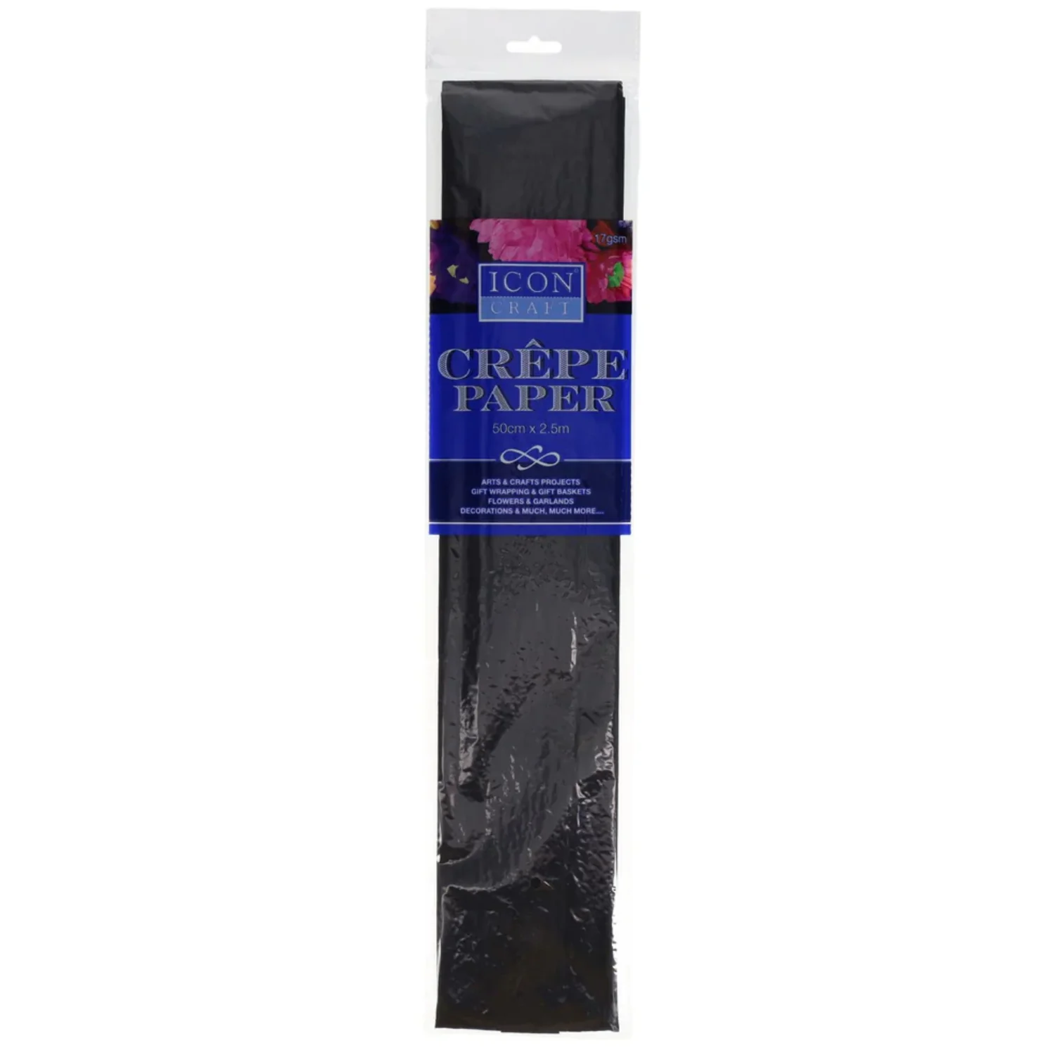Icon 50x250cm 17gsm Crepe Paper - Black