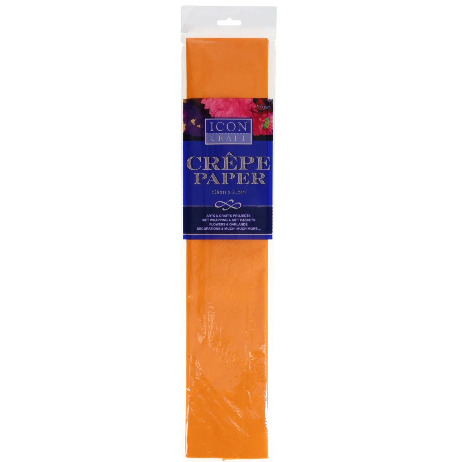 Icon 50x250cm 17gsm Crepe Paper - Orange