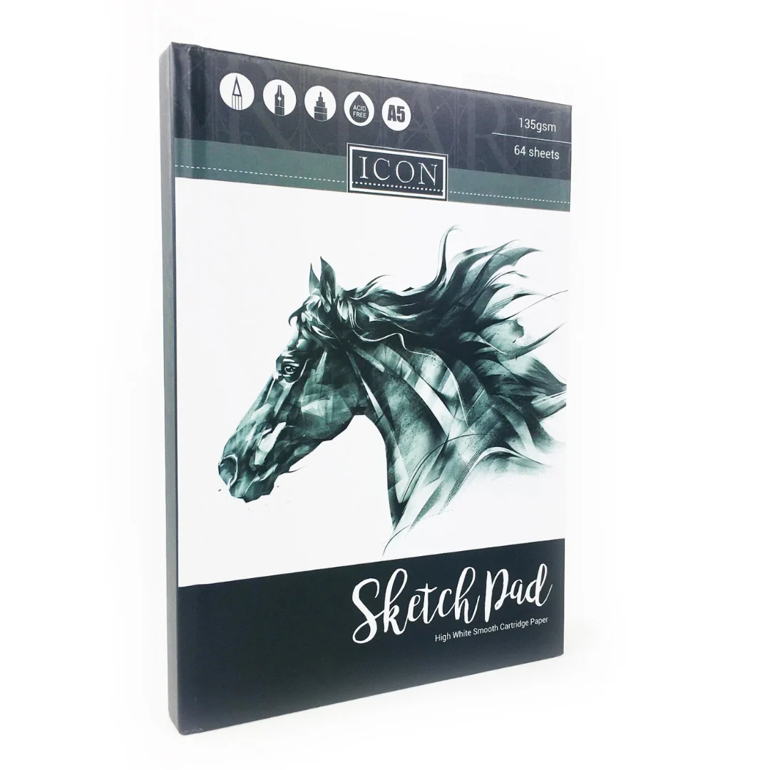 Icon A5 Hardcover Sketch Book 135 GSM 64 Sheets Black