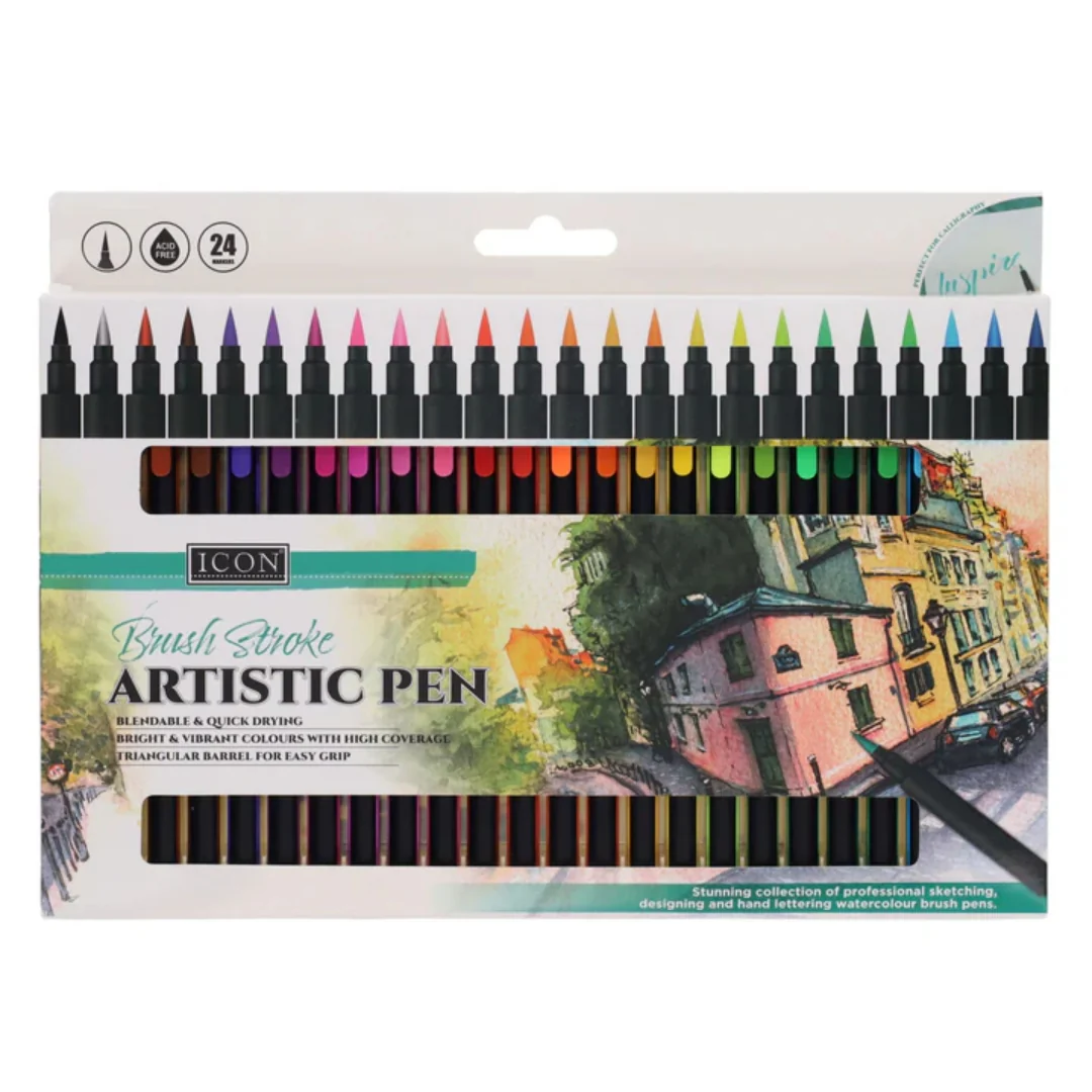 Icon Brush Stroke Artistic Pens – Set of 24