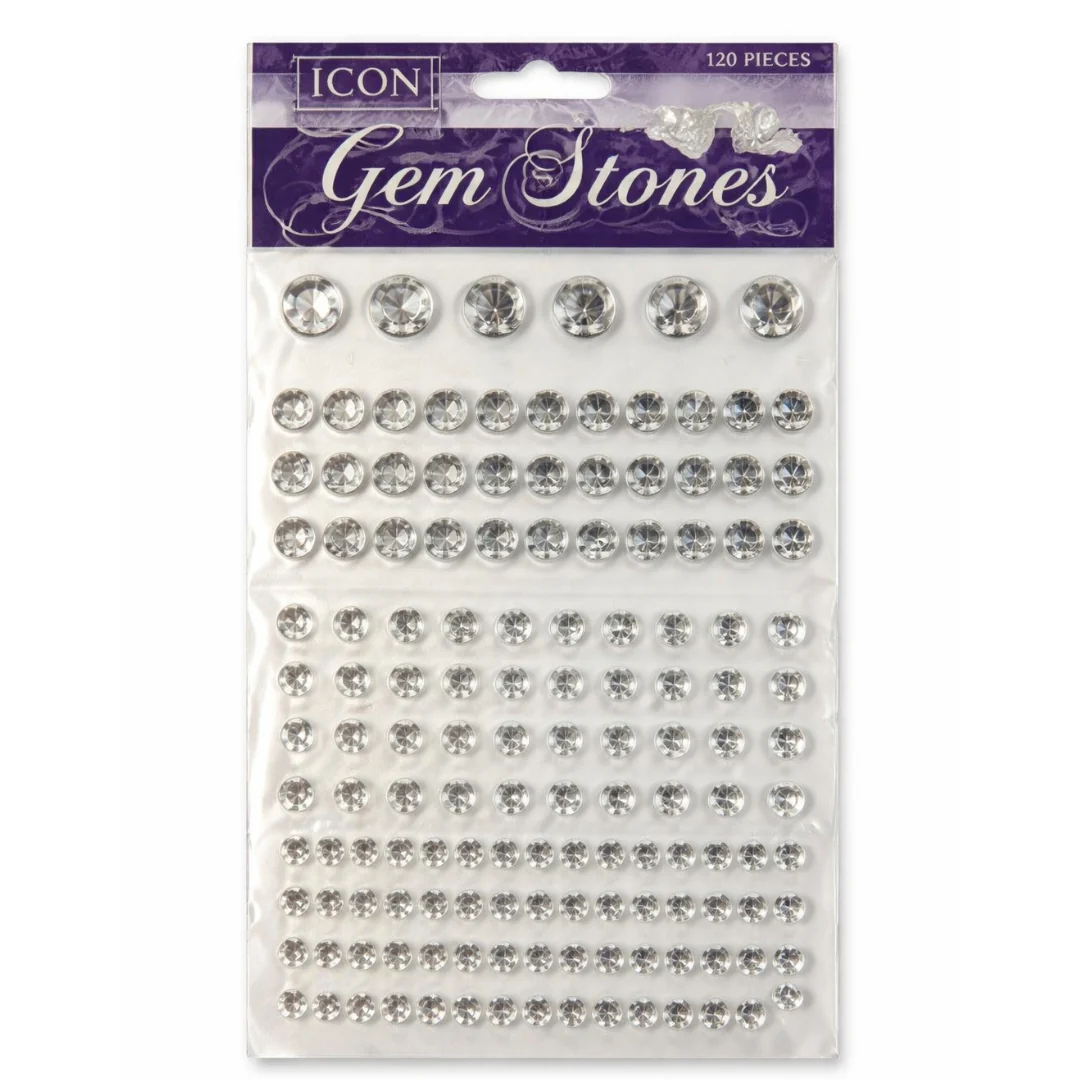 Icon Craft 120-Pack Self-Adhesive Silver Gem Stones