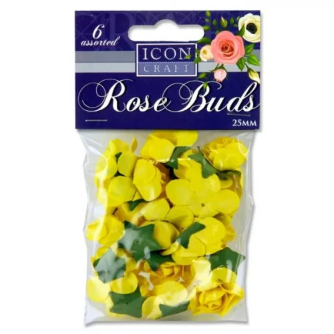 Icon Craft 20-Pack 25mm Paper Rose Buds 6 Assorted