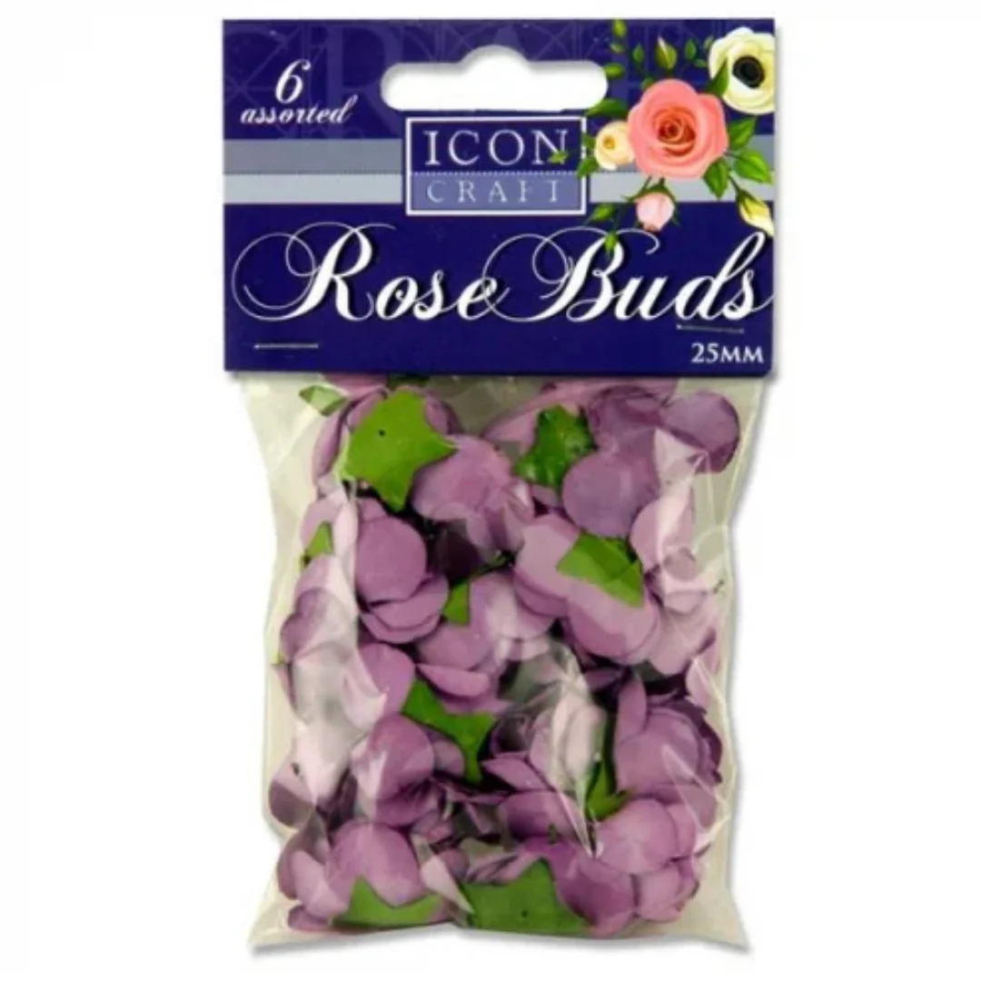 Icon Craft 20-Pack 25mm Paper Rose Buds 6 Assorted - Image 3