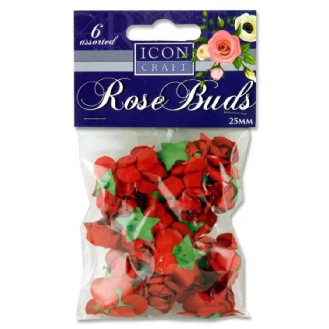 Icon Craft 20-Pack 25mm Paper Rose Buds 6 Assorted - Image 5