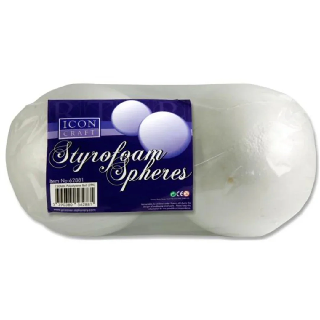 Icon Craft 2pk Styrofoam Spheres – 150mm