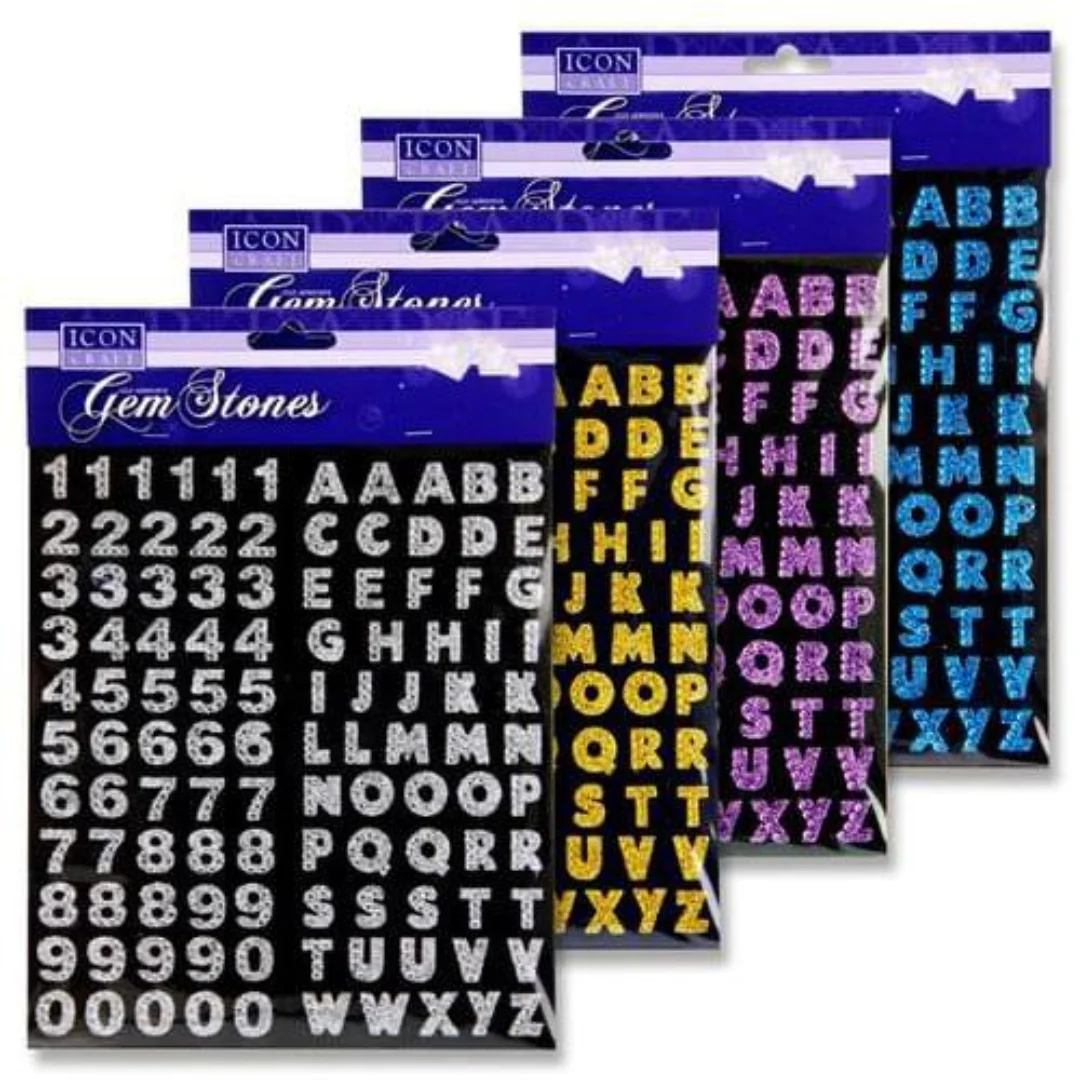 Icon Craft Gem Stones Numbers and Letters Assorted