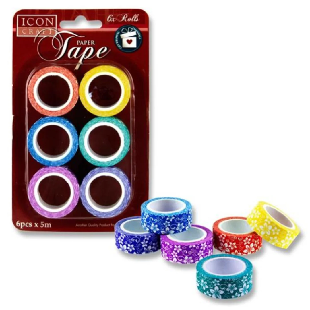 Icon Craft Paper Tape Floral Assorted 6 x 5m