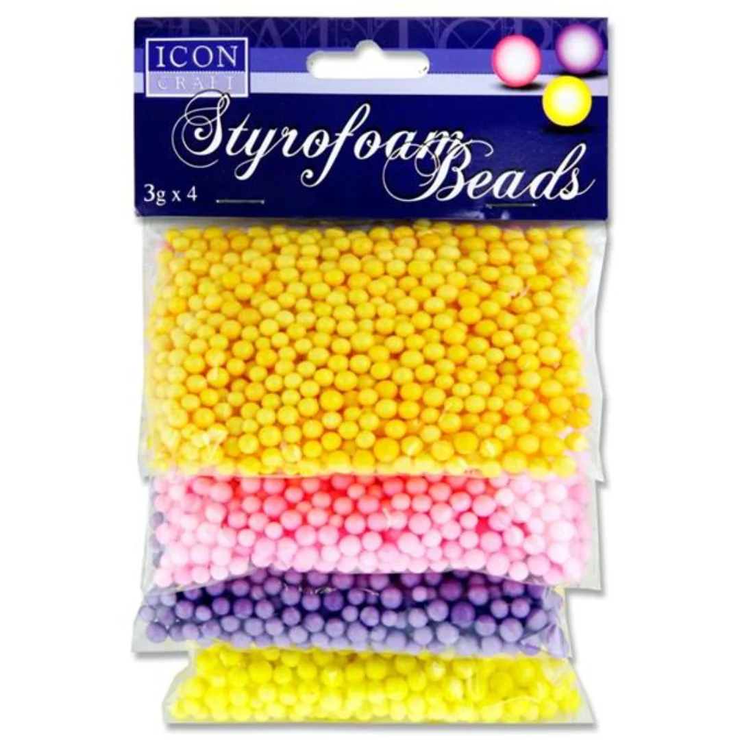 Icon Craft Styrofoam Beads Assorted Pack of 4