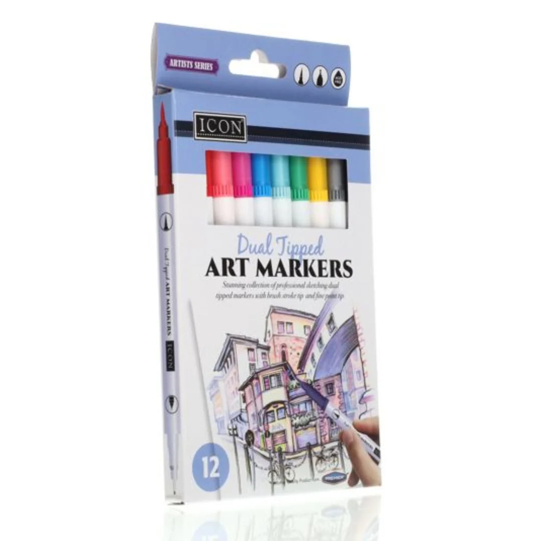 Icon Dual-Tipped Art Markers – Pack of 12