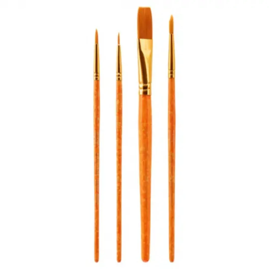 Icon Paint Brush Set in Wallet Golden Taklon 4pcs - Image 2
