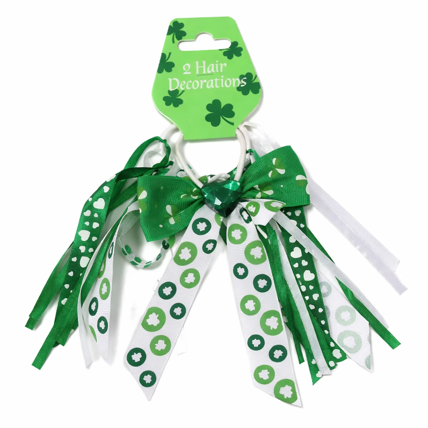 Irish Green Hair Elastics with Gems