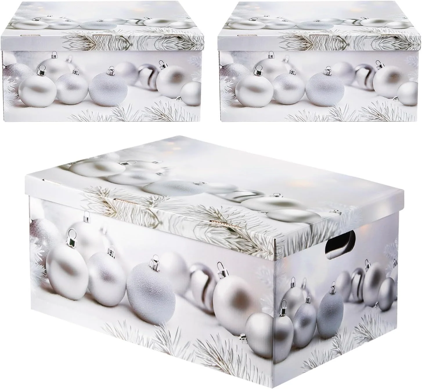 Large Christmas Eve Boxes with Lid - Set of 3 - WHITE - Image 2