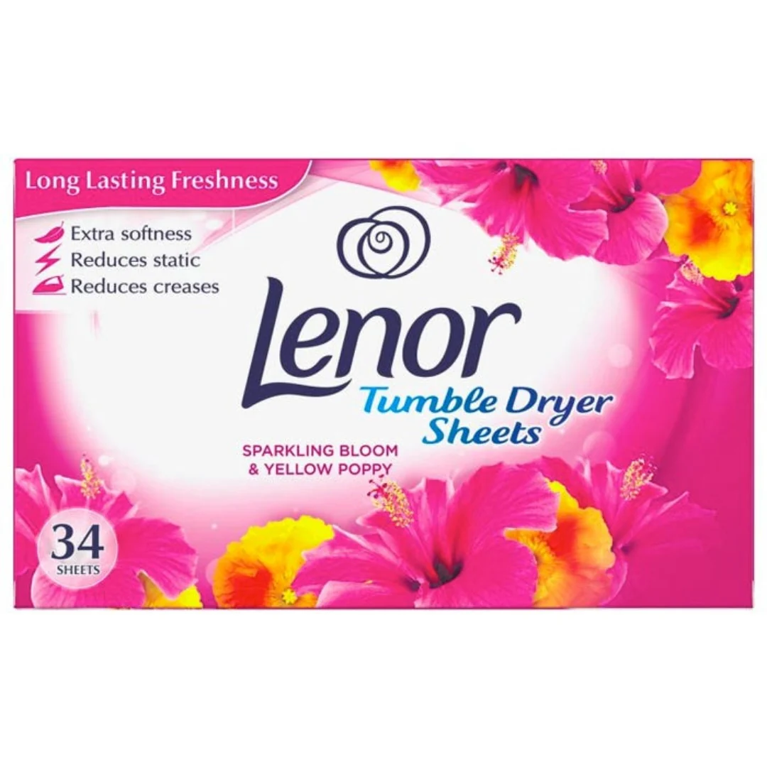 Lenor Dryer Sheets – Sparkling Bloom (34 Sheets)