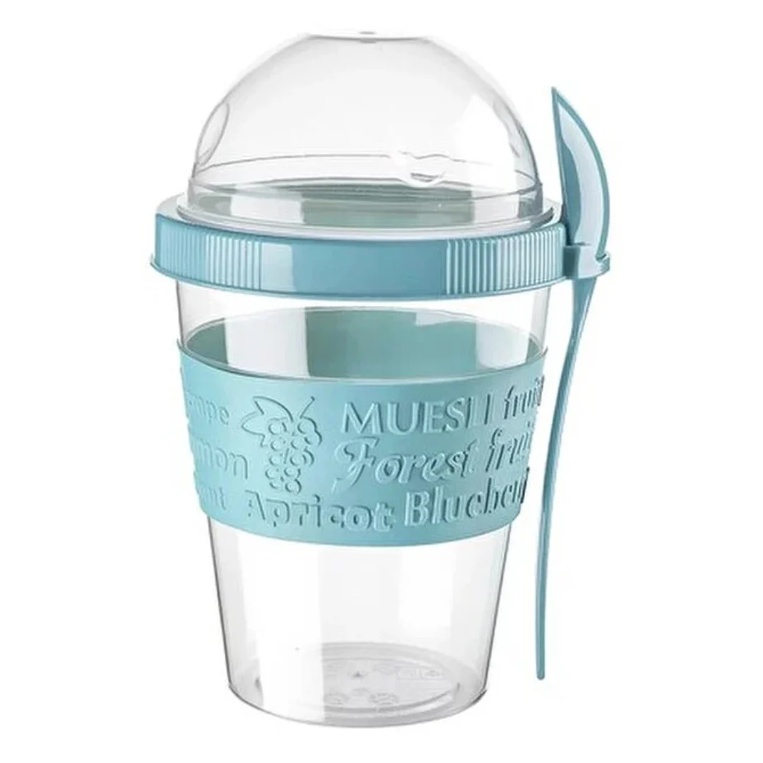 Light Blue Take and Go Yoghurt Plastic Cup 600ml
