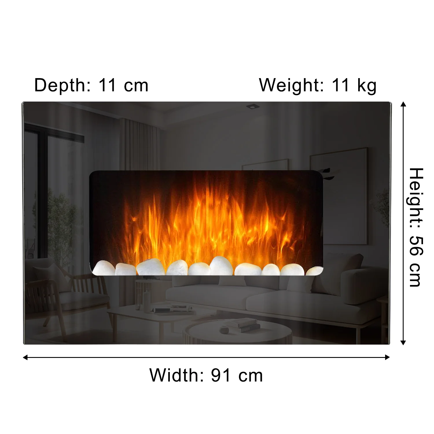 Lincoln Wall Mounted Electric Fire - Image 3