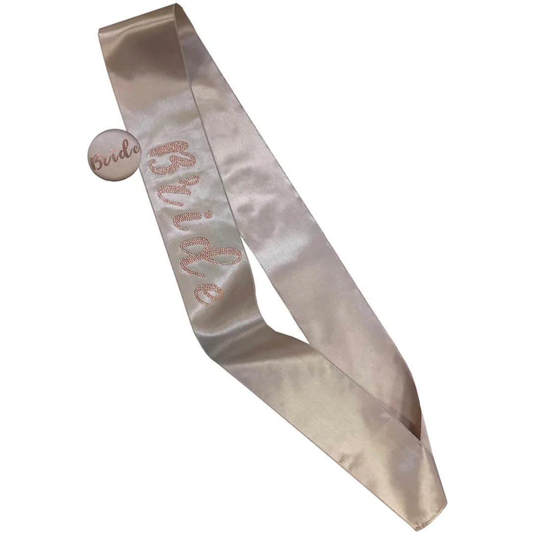 Luxury Nude Bride Sash & Badge Set