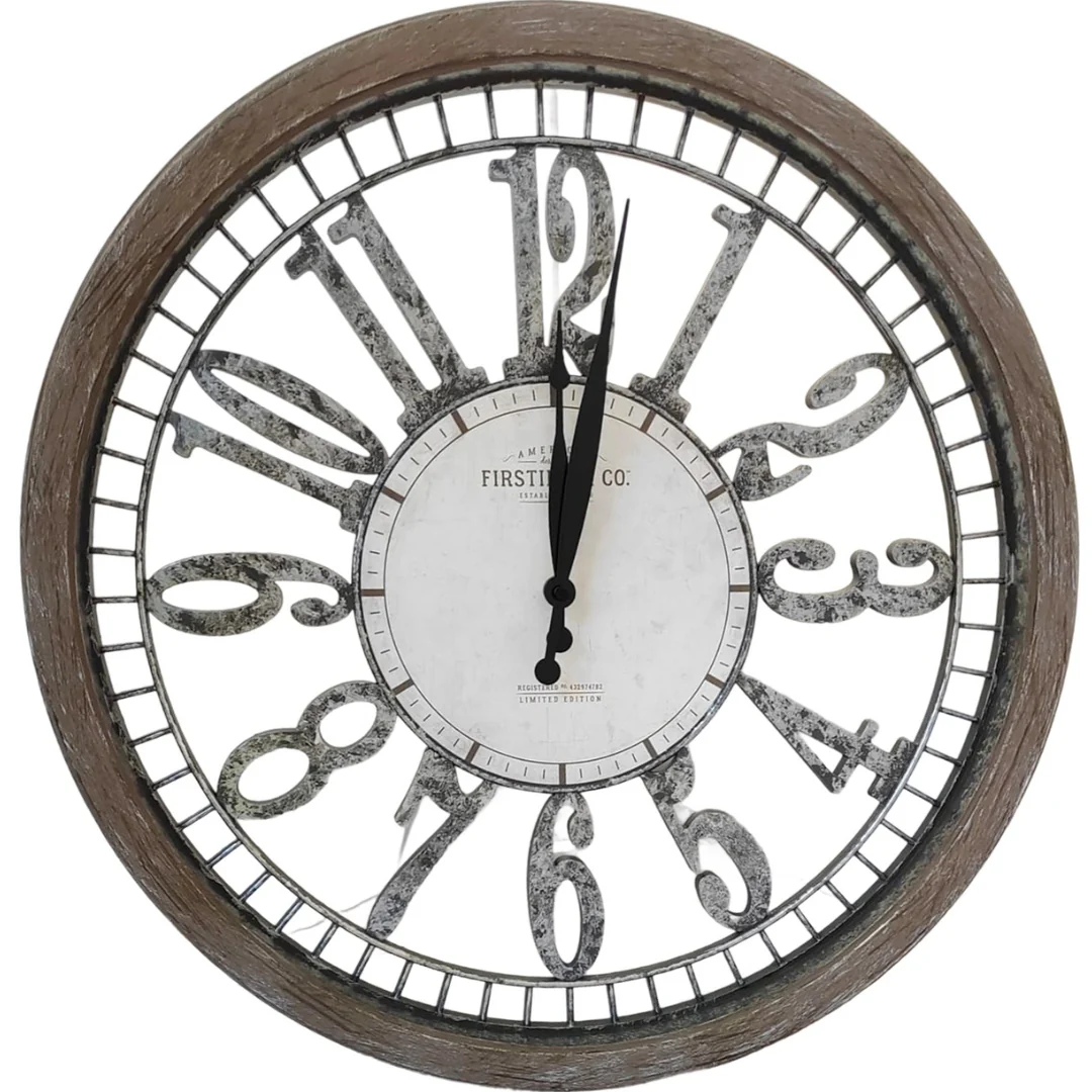 Metal Grey Round Wall Clock – 20"