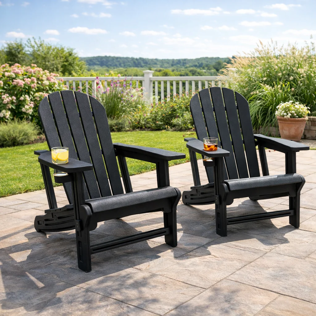 Milan Black Garden Chair with Drinks Holder