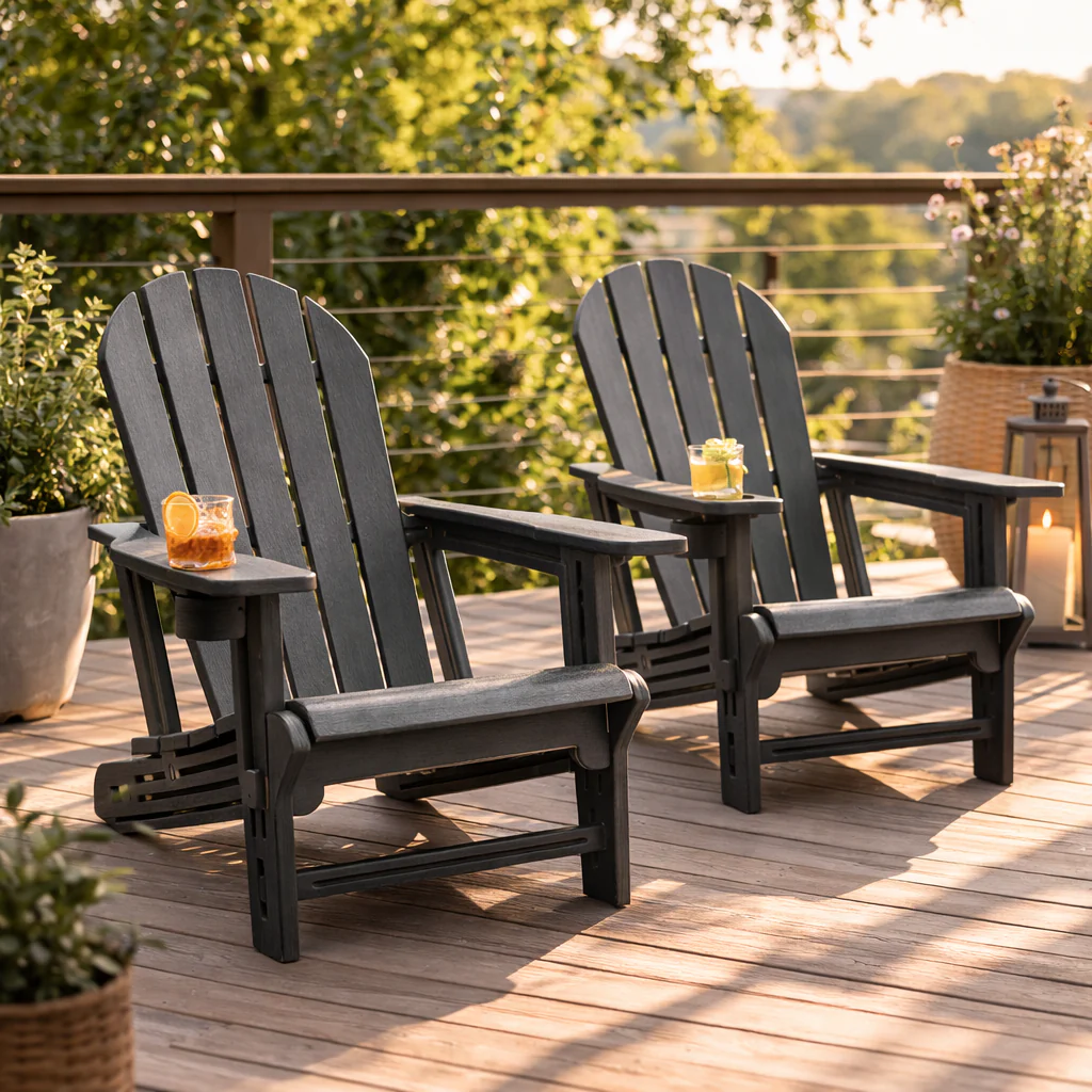 Milan Grey Garden Chair with Drinks Holder