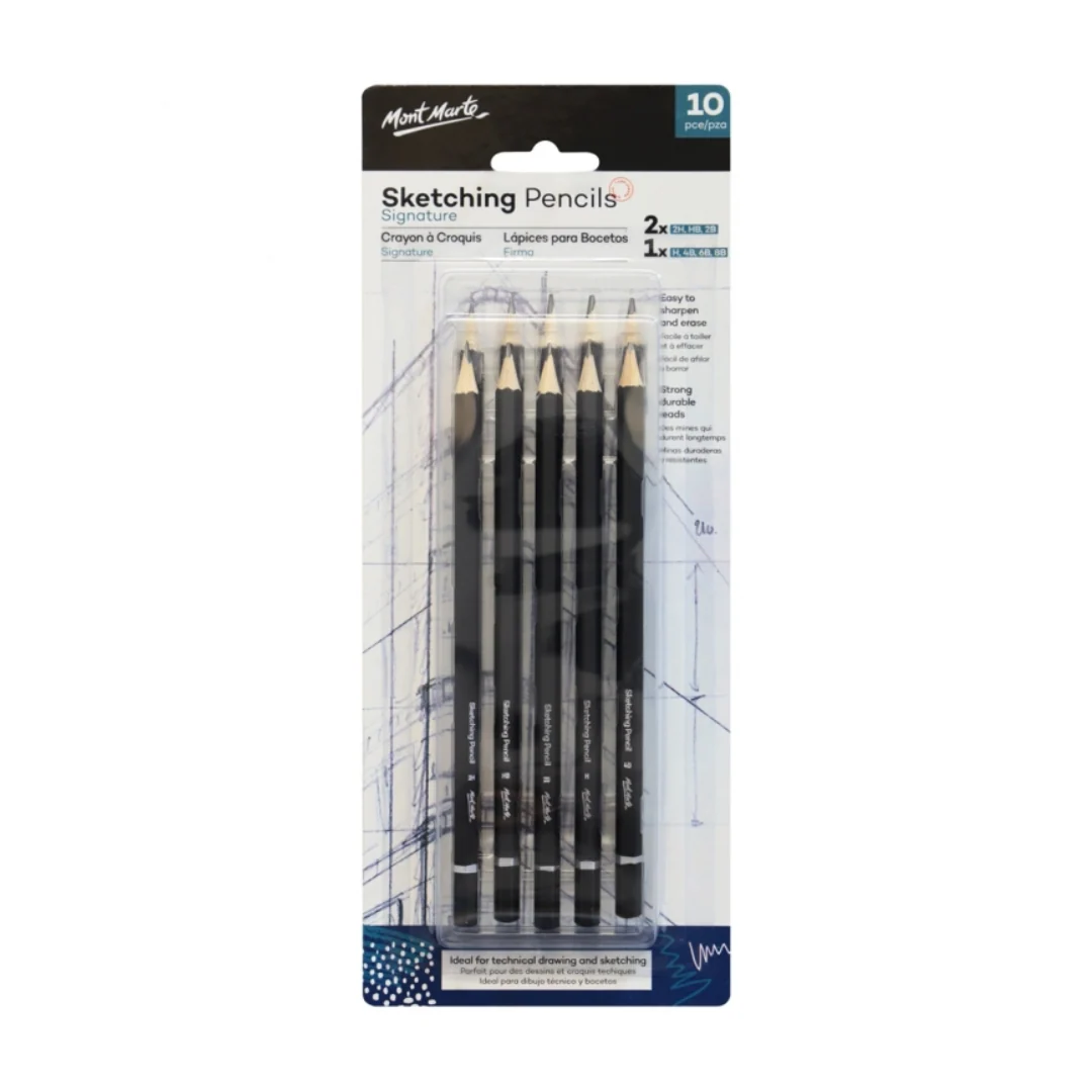Mont Marte Pack Of 10 Sketching Pencils Set
