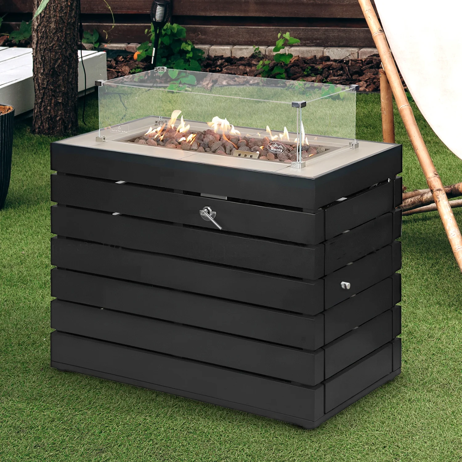 Muztag Stockholm Gas Firepit Table with a Free Cover - Image 3