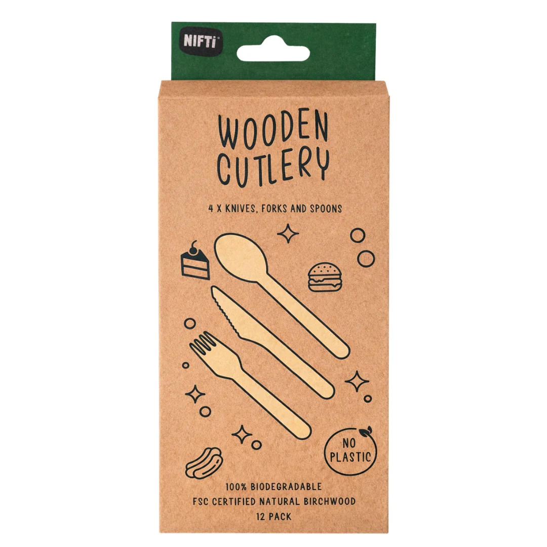 Nifti Wooden Cutlery Set - Pack of 12