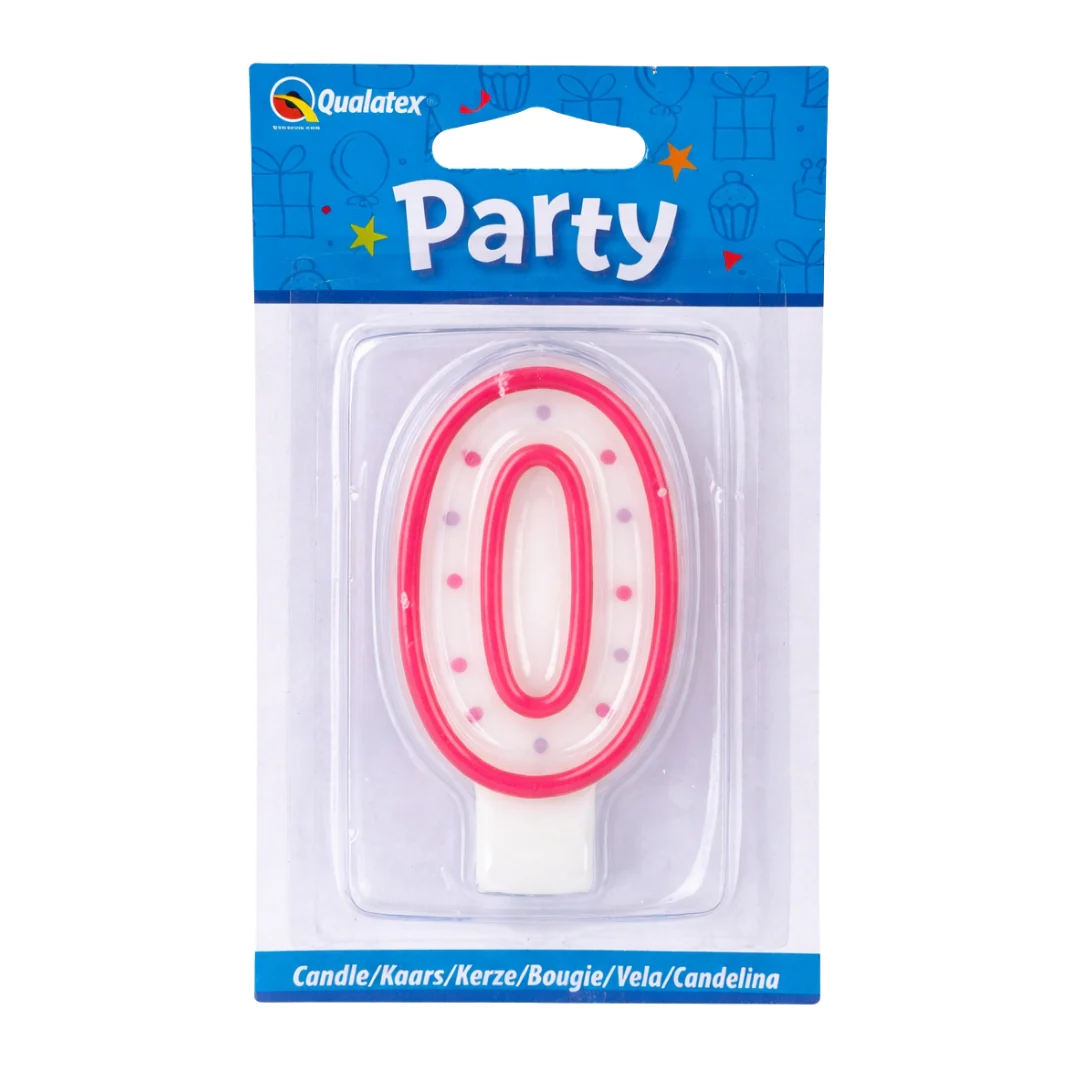 Number 0 Pink Polka Dot Candle