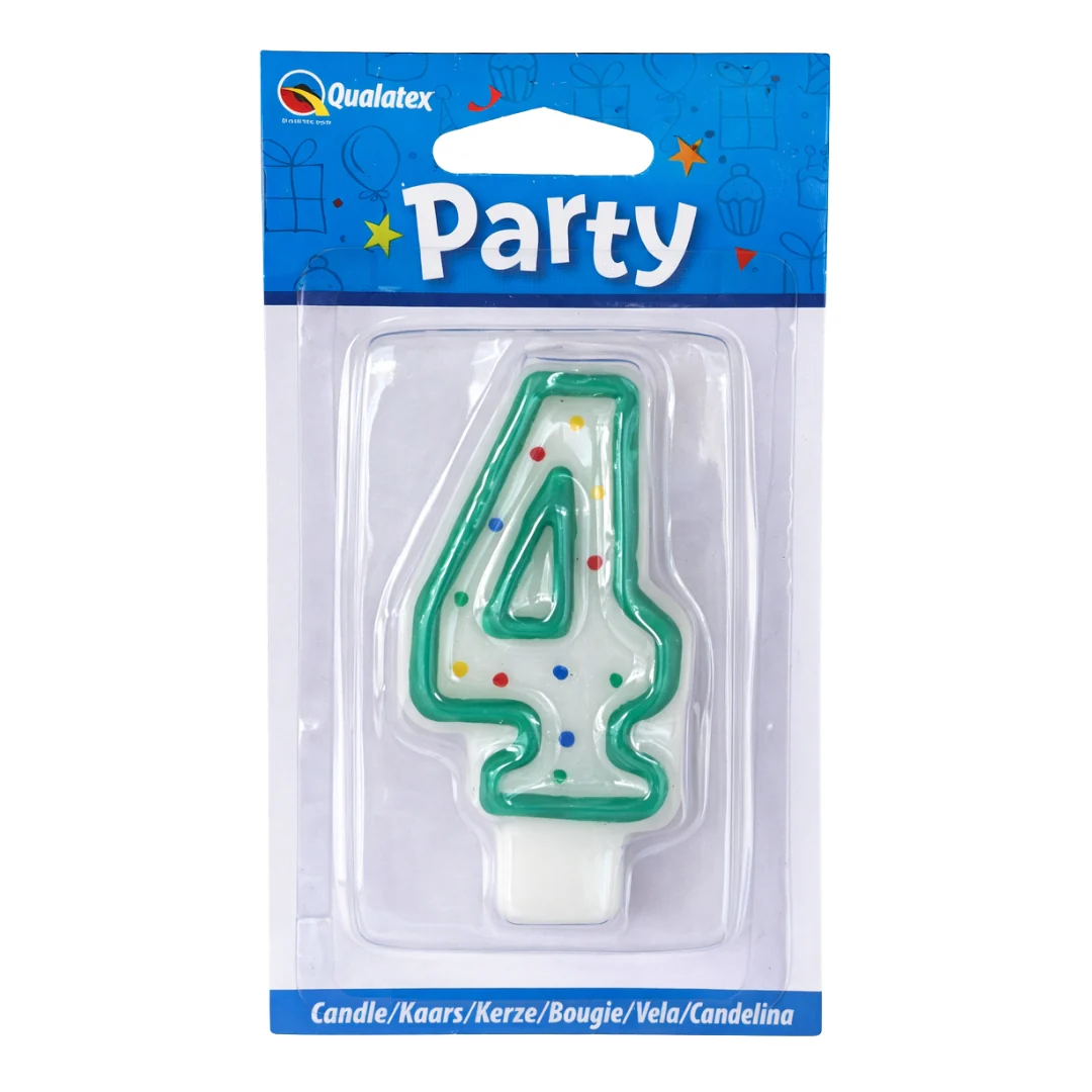 Number 4 Multi-Colour Polka Dot Candle