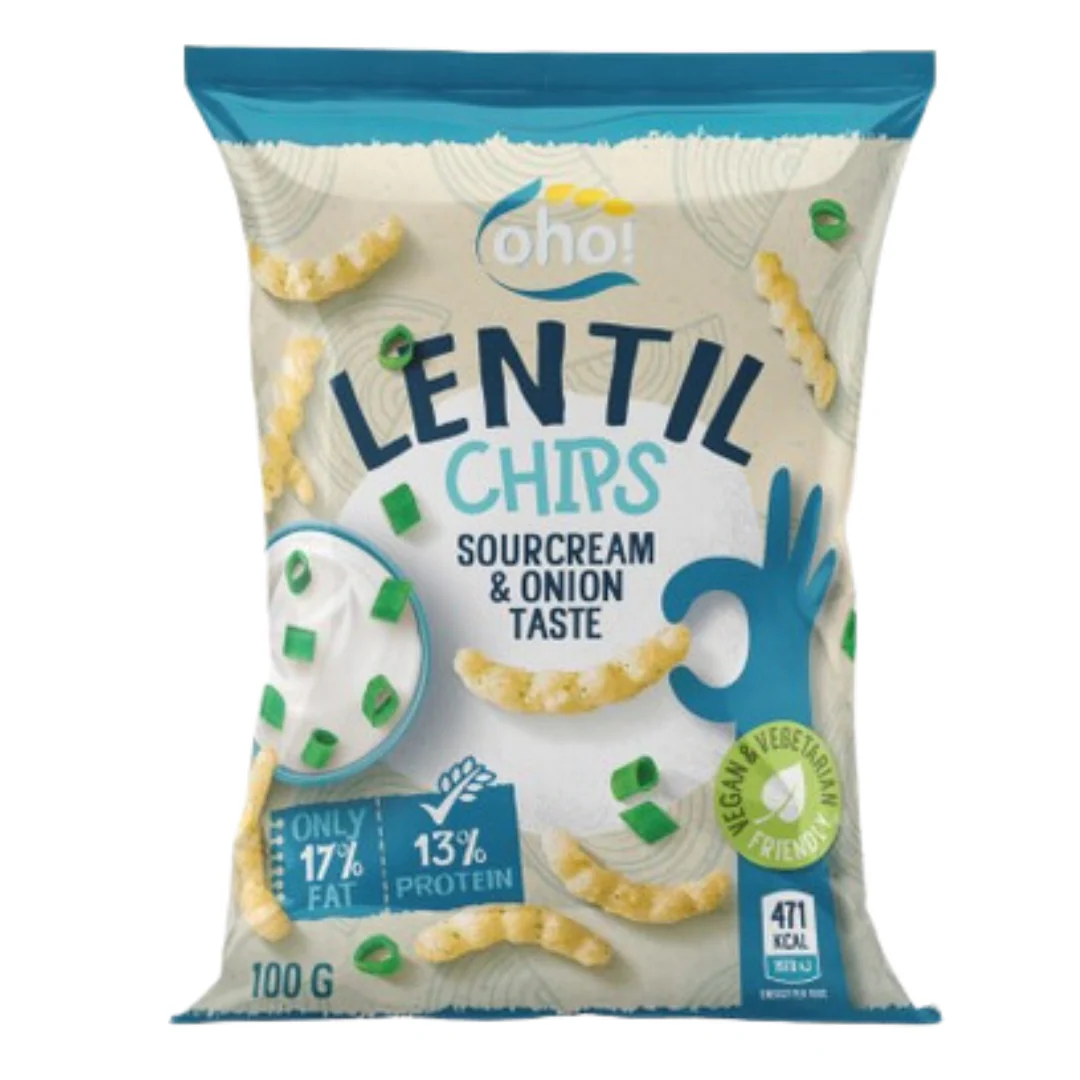 Oho! Lentil Chips Sourcream & Onion 100g