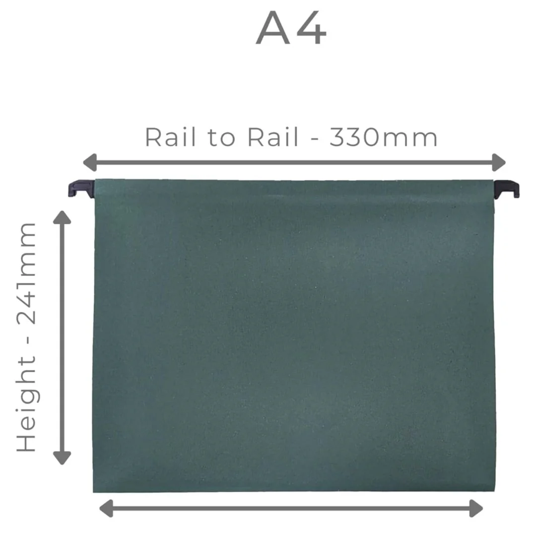 Pack of 10 Green A4 Suspension Files - Image 2