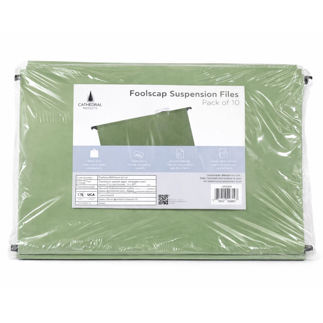 Pack of 10 Green Foolscap Suspension Files