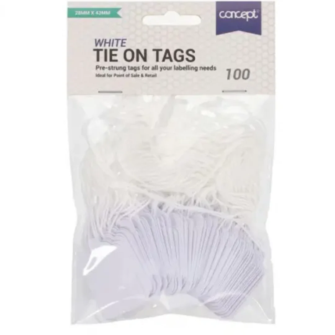 Pack Of 100 Strung Tags - 28X43mm