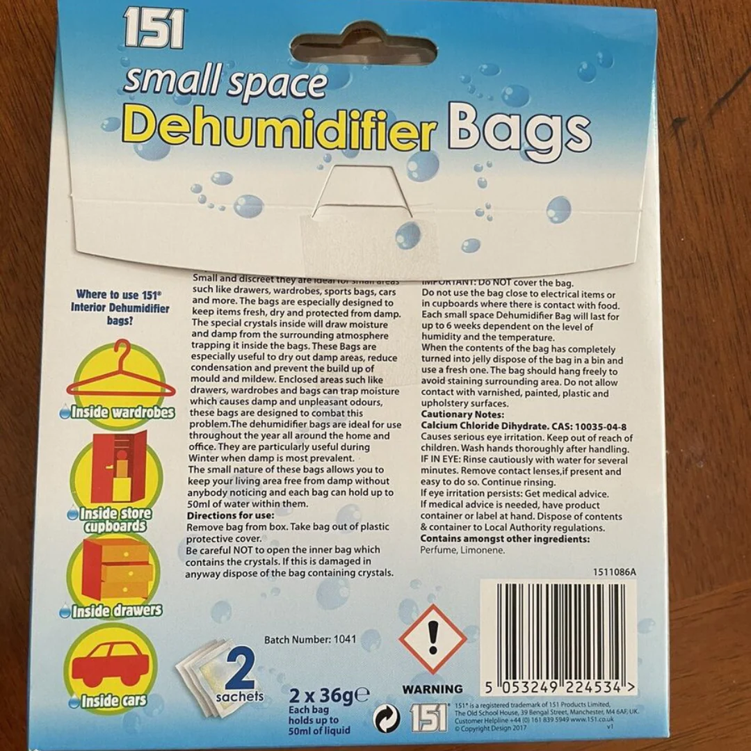 Pack of 2 Small Space Dehumidifier Bags - 36g Each - Image 3